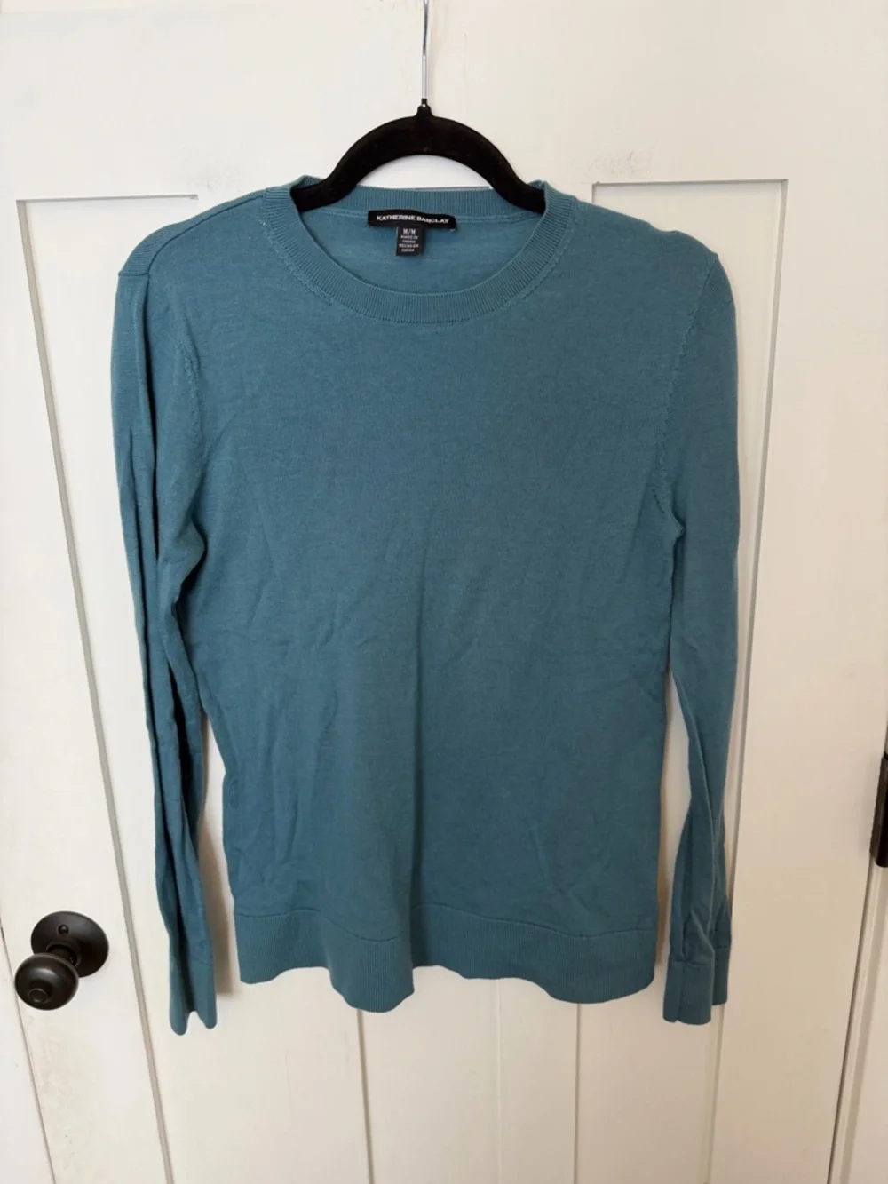 Katherine Barclay Womens Extra Fine Merino Wool Sweater Teal Blue Size Medium - Picture 3 of 8